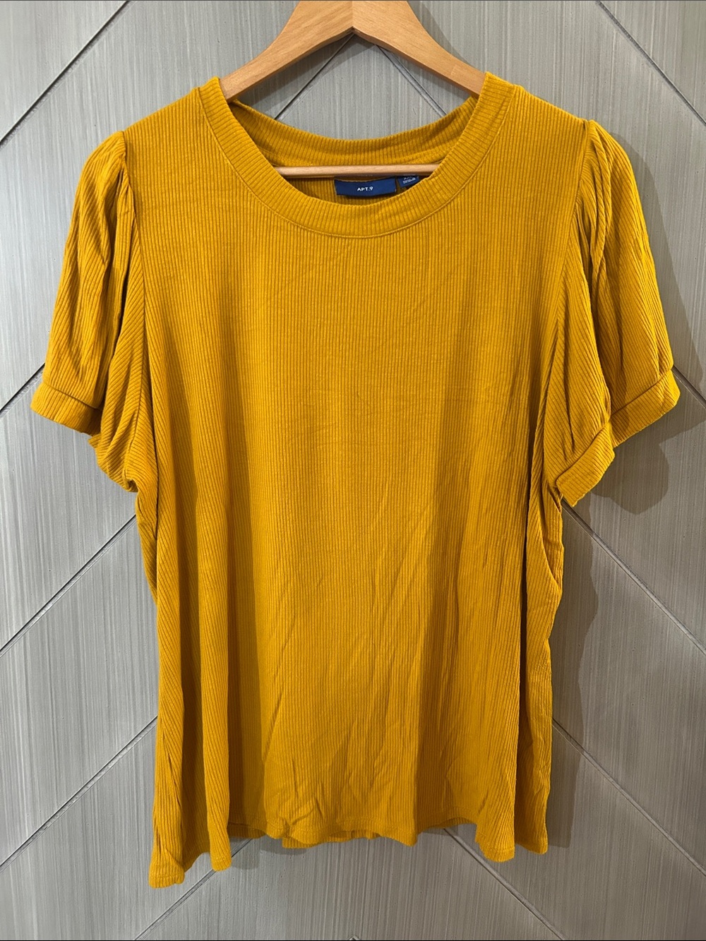 Apt. 9 Golden Yellow Puff Sleeve Ribbed Tee